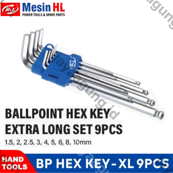 KUNCI L SET BALLPOINT PANJANG H&L (9PCS) HHTB0001